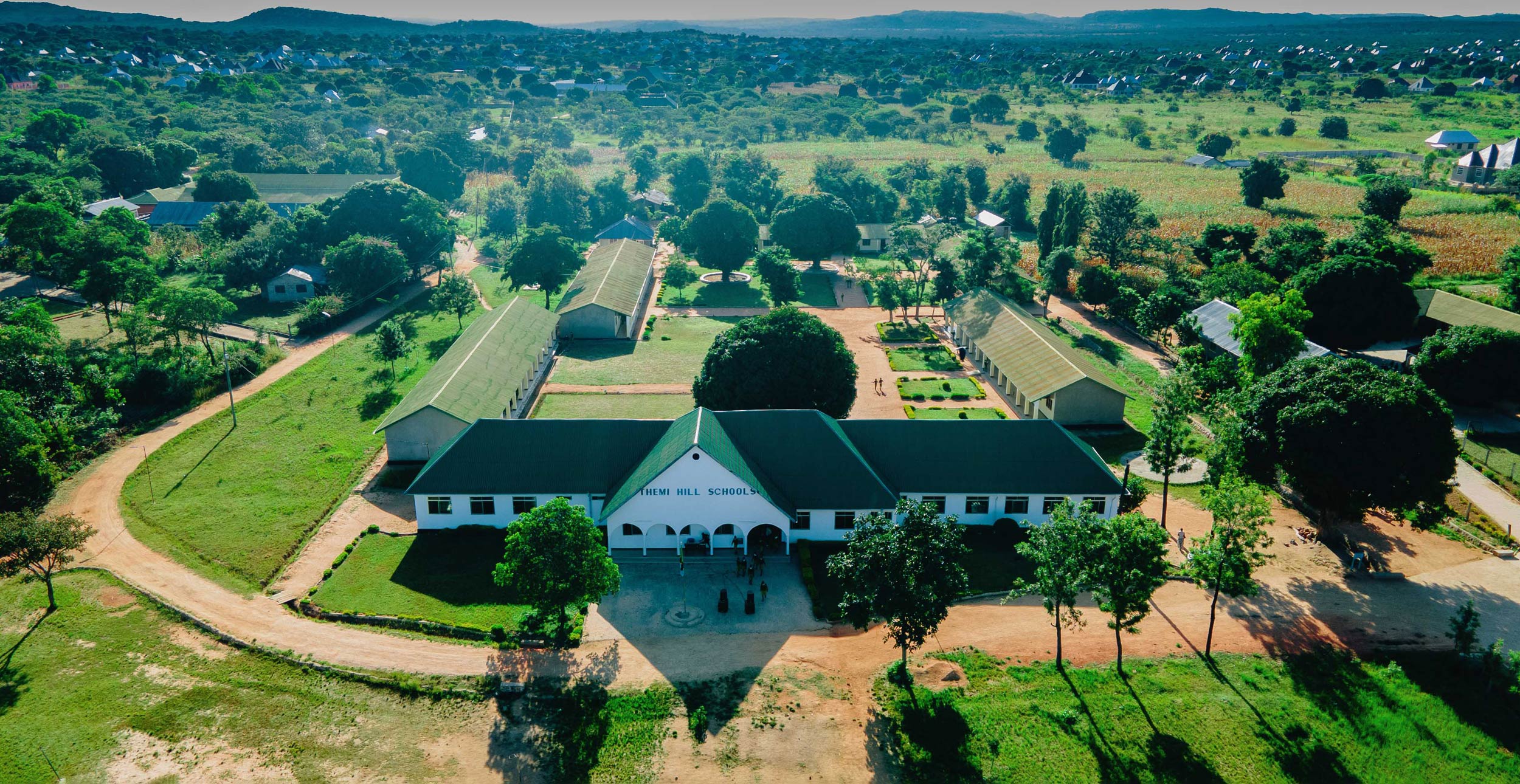 Aerial view of Themi Hill Schools campus in Tabora