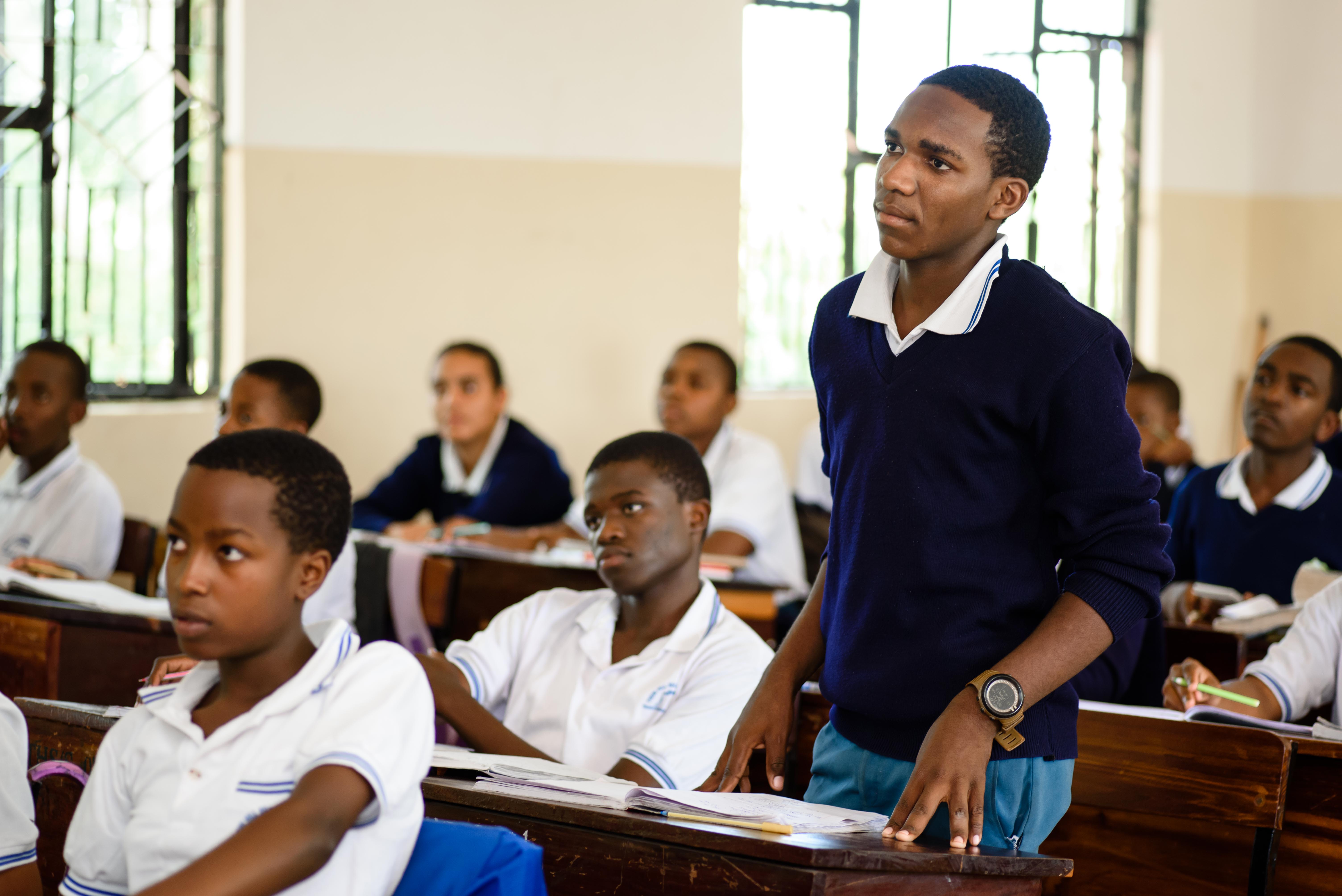 Students learning together in class